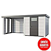 Telluria Caseta metálica Classico 2424 con salón a la izquierda y 2 ventanas (Medidas ext. (An x Pr): 542 x 258 cm, Acero, Blanco, Sin set) | BAUHAUS