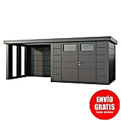 Telluria Caseta metálica Classico 3024 con salón a la izquierda y 2 ventanas (Medidas ext. (An x Pr): 602 x 258 cm, Acero, Antracita, Sin set) | BAUHAUS