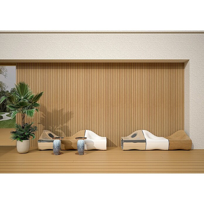 b!design Wandpaneel WPC Outdoor (Eiche, Holz, 300 cm x 17,5 cm x 2,1 mm) | BAUHAUS