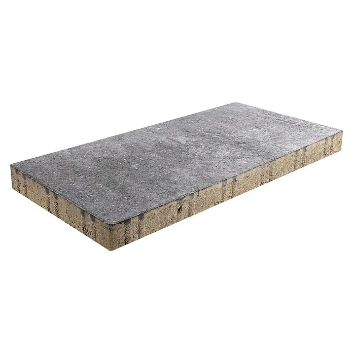 EHL Terrassenplatte Protect Light - 60 x 30 x 4 cm, Weiß-Anthrazit, Beton - Ein einzelner Pflasterstein mit grauer Oberfläche und rauer Textur, ideal für Außenbereiche und Gartenwege, ist dargestellt.