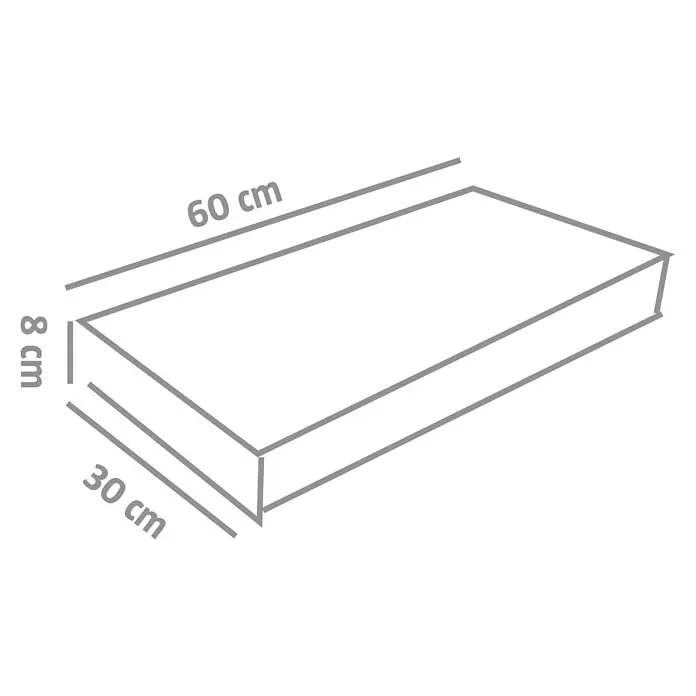 EHL Pflasterstein Cortona Flair - 60 x 30 x 8 cm, Grau, Beton - Darstellung einer quaderförmigen Kissenbox mit den Maßen 60 cm Länge, 30 cm Breite und 8 cm Höhe.