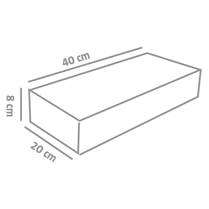 EHL Pflasterstein Cortona Flair - 60 x 30 x 8 cm, Anthrazit, Beton - Darstellung eines rechteckigen Prismas mit den Maßen 40 cm Länge, 20 cm Breite und 8 cm Höhe, ideal für Produktpräsentationen.