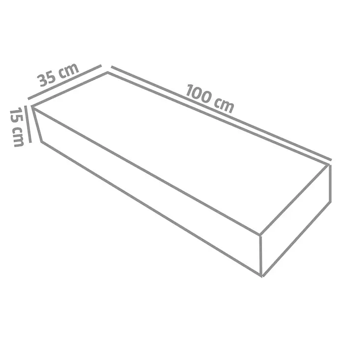 EHL Blockstufe - 100 x 35 x 15 cm, Macchiato, Beton - Abbildung eines rechteckigen Kissens mit den Maßen 100 cm x 35 cm x 15 cm.