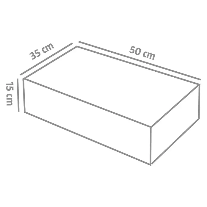 EHL Blockstufe - 50 x 35 x 15 cm, Weiß-Anthrazit, Beton - Bild eines rechteckigen Prismas mit den Maßen 50 cm x 35 cm x 15 cm. Eine übersichtliche Darstellung der Box.