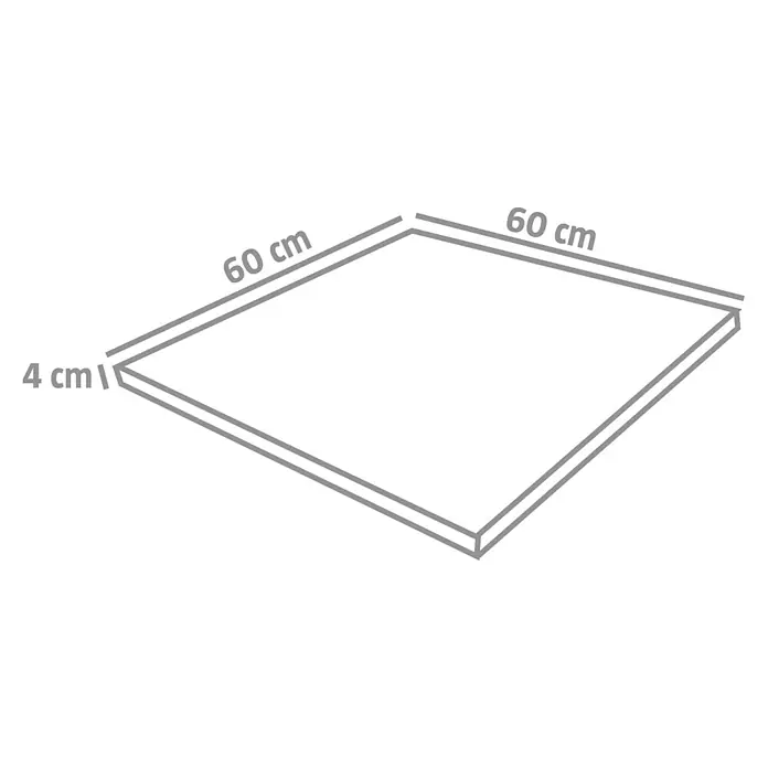 EHL Terrassenplatte Mantina - 60 x 60 x 4 cm, Anthrazit, Beton - Darstellung einer 60x60 cm großen und 4 cm dicken Platte. Ideal für Bau- und DIY-Projekte mit präzisen Abmessungen.