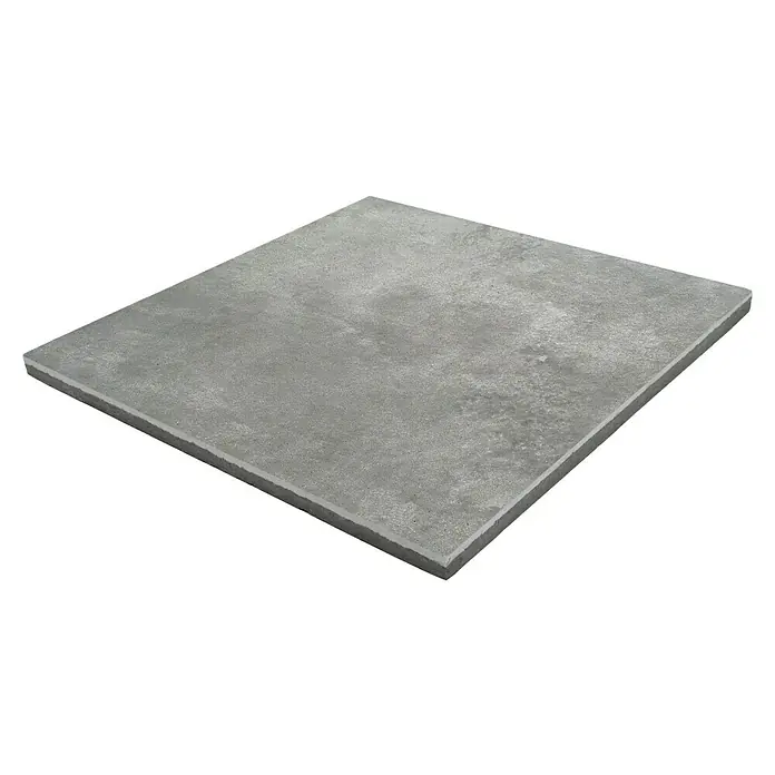 EHL Terrassenplatte Design - 60 x 60 x 4 cm, Zementgrau, Beton - Hier ist eine graue Terrassenplatte mit einer leicht rauen Oberfläche zu sehen. Sie ist ideal für den Außenbereich und verleiht Ihrem Garten einen modernen Touch.