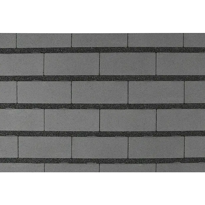 EHL Pflasterstein Cortona Drän - 30 x 15 x 8 cm, Anthrazit, Beton - Nahaufnahme von grauen Dachschindeln, die ein gleichmäßiges, sich wiederholendes Muster für Dächer bilden und robusten Schutz bieten.
