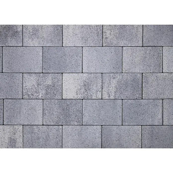 EHL Pflasterstein Cortona Flair - 40 x 20 x 8 cm, Grau-Anthrazit, Beton - Nahaufnahme von ineinandergreifenden grauen Pflastersteinen, die ein robustes und ästhetisch ansprechendes Flächenmuster bilden.