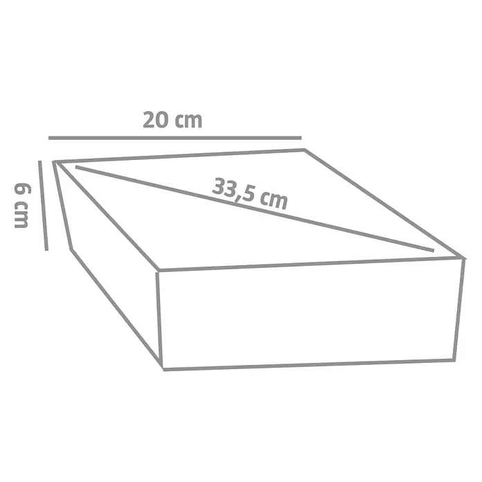 EHL Pflasterstein Plativo - 33,5 x 20 x 8 cm, Weiß-Antrazit, Beton - Abbildung eines Trapezförmigen Kartons mit den Maßen 20 cm x 33,5 cm x 6 cm zur Illustration des Produkts.
