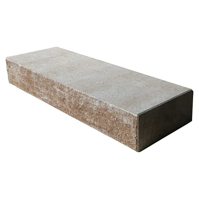 EHL Blockstufe - 100 x 35 x 15 cm, Macchiato, Beton - Ein einzelner Pflasterstein mit einer glatten Oberfläche und rauen Kanten, ideal für Gartenwege und Terrassen.
