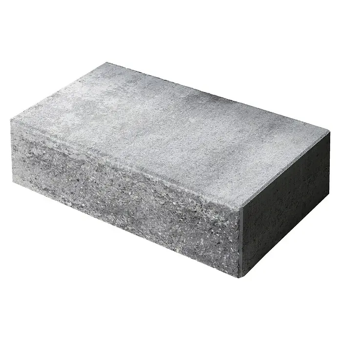 EHL Blockstufe - 50 x 35 x 15 cm, Weiß-Anthrazit, Beton - Nahaufnahme eines einzelnen grauen Betonpflastersteins, ideal für Außenbereiche und Gartenwege. Robuste Bauweise für langanhaltende Nutzung.