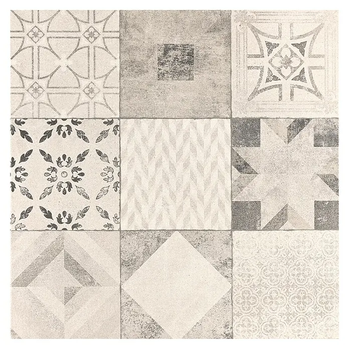 EHL Terrassenplatte Mosaik - 60 x 60 x 4 cm, Grau, Beton - Dekorfliese mit neun verschiedenen Mustern und einem matten Finish für ein stilvolles Interieur.