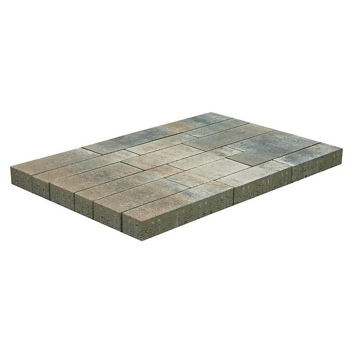 EHL Pflasterstein Tala Kombi - 125 x 83 x 8 cm, Muschelkalk, Beton, Gesamtstückzahl: 18 Stk. - Pflastersteine in verschiedenen Grautönen bilden eine rechteckige Fläche. Ideal für Gartenwege oder Terrassen.