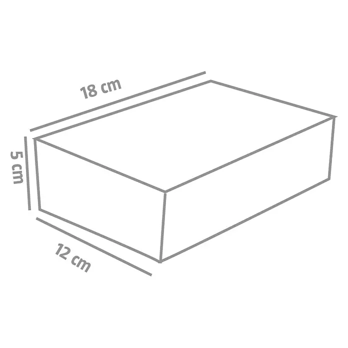 EHL Pflasterstein Slimstone - 18 x 12 x 5 cm, Grau-Anthrazit, Beton - Illustration eines rechteckigen Prismas mit den Maßen 18 cm Länge, 12 cm Breite und 5 cm Höhe.