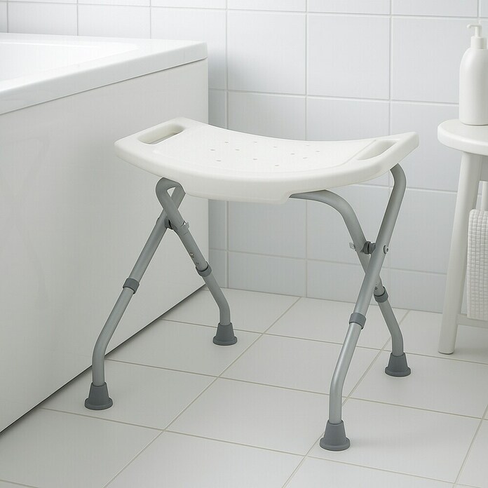 careosan Taburete de baño (Altura regulable: 47,5 - 51,5 cm, Carga soportada: 110 kg, Blanco)