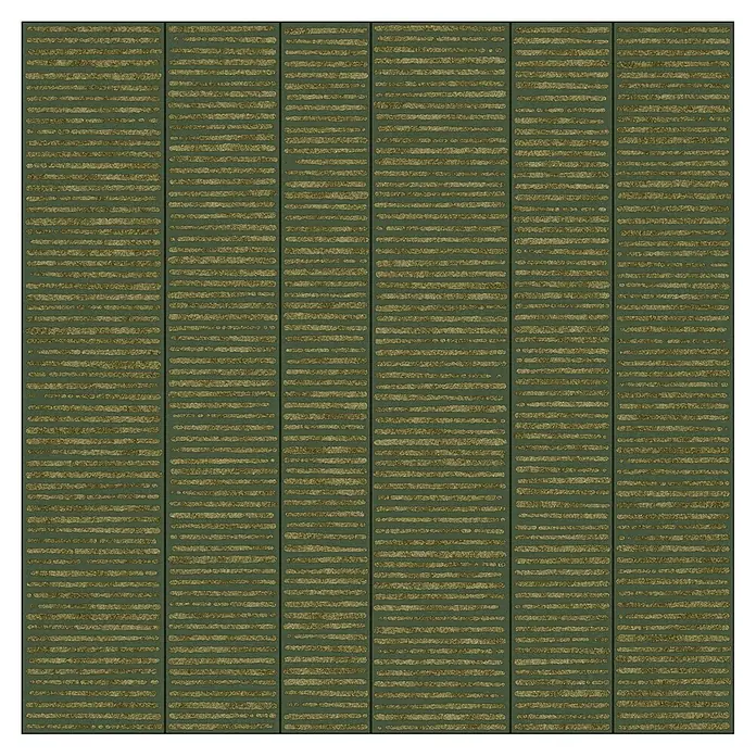 Feinsteinzeugfliese Wanda - 59,55 x 59,55 cm, Green, Matt - Texturiertes grünes Wandpaneel mit horizontalem Linienmuster für eine moderne und stilvolle Wandgestaltung.