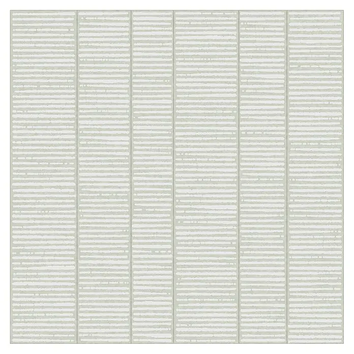 Feinsteinzeugfliese Wanda - 59,55 x 59,55 cm, White, Matt - Eine Nahaufnahme von Tapeten mit einem horizontalen Streifenmuster in einem neutralen Farbton, ideal für moderne Inneneinrichtungen.
