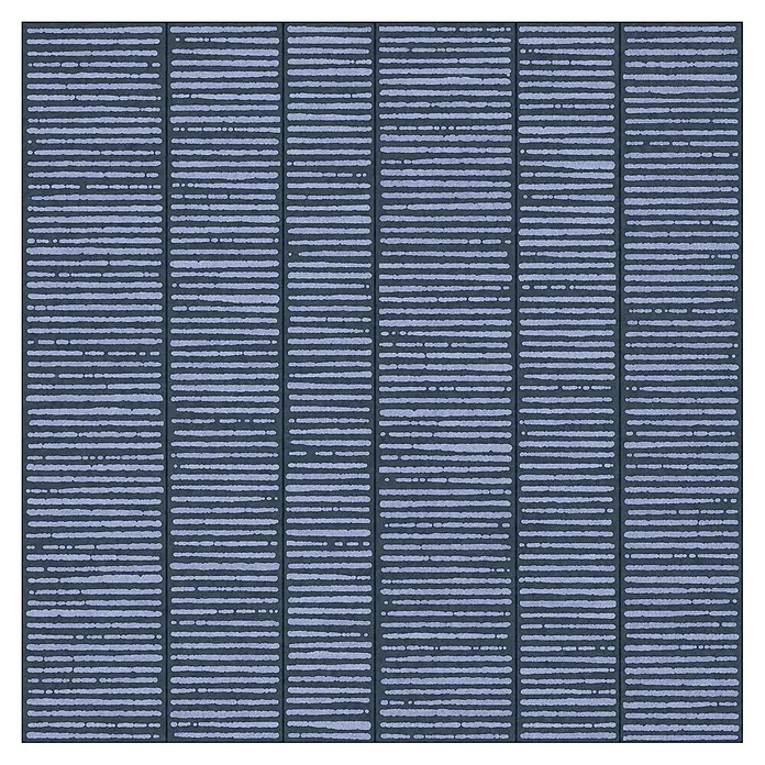 Feinsteinzeugfliese Wanda - 59,55 x 59,55 cm, Blue, Matt - Abstraktes Muster mit horizontalen, leicht unregelmäßigen Streifen in einem blassen Lila-Ton auf dunkelblauem Hintergrund.