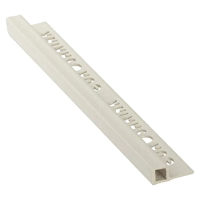 Perfil cuadrado multiusos - Blanco, 12,5 mm - Primer plano de un riel de cortina blanco con recortes, perfecto para una decoración de ventanas elegante y práctica.