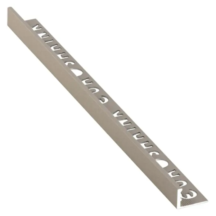 Perfil para baldosas - Aluminio, Arena, 2,5 m x 12 mm - Perfil de aluminio anodizado para azulejos, ideal para acabados de bordes limpios y decorativos en aplicaciones de pared y suelo.