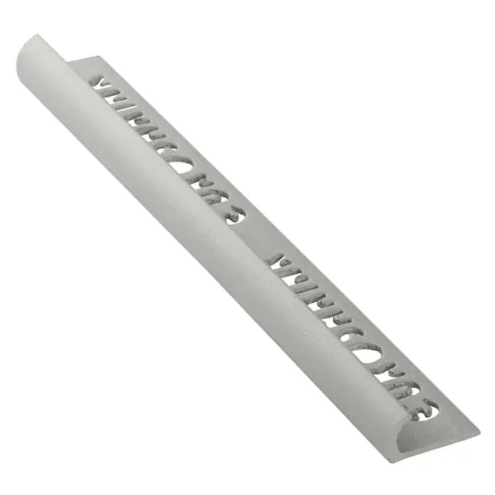 Perfil para baldosas - PVC, Gris, 2,5 m x 12 mm - Imagen de la tira Eufacharina, ideal para el uso seguro e higiénico de edulcorantes.