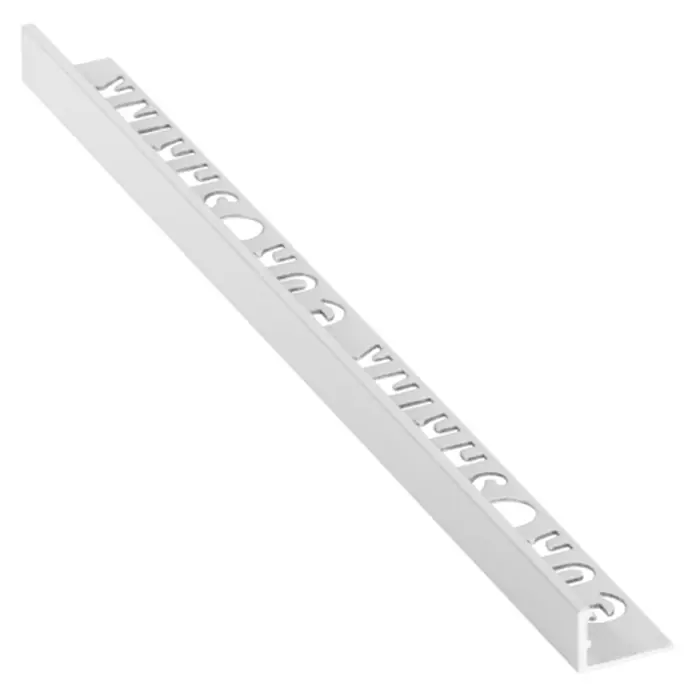 Perfil para baldosas - Aluminio, Blanco, 2,5 m x 12 mm - Perfil de remate para azulejos de plástico blanco para bordes limpios y transiciones. Solución práctica para trabajos de alicatado.