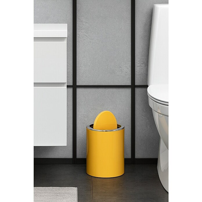 MSV Cubo de basura de baño Kamaka (6 l, Plástico, Amarillo azafrán) | BAUHAUS