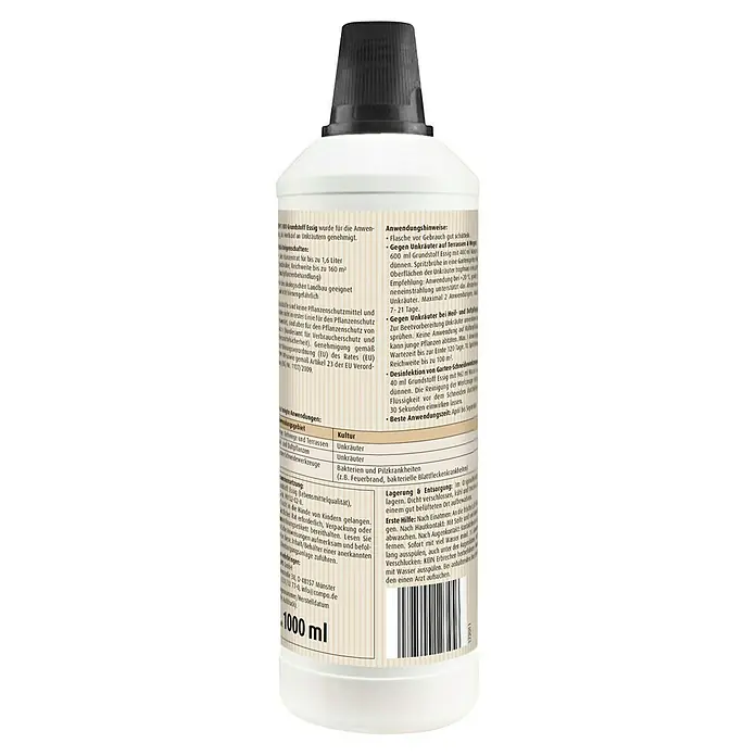 Compo Bio Grundstoff Essig - 1.000 ml - Flasche Grundstoff Essig: Ein Unkrautbekämpfungsmittel für Terrassen & Wege, zur Desinfektion von Gartengeräten und zur Beetvorbereitung.