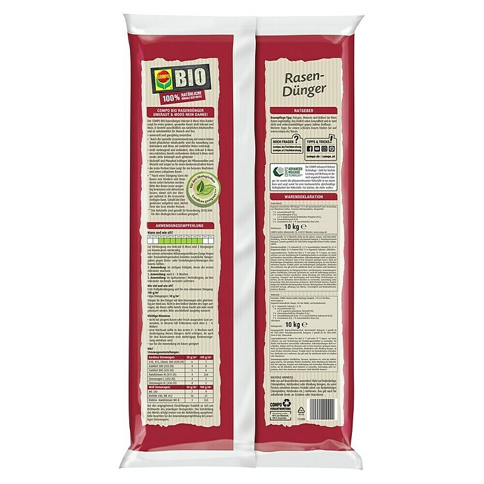 Compo Bio-Rasendnger Unkraut & Moos Nein Danke! (10 kg, Max.  Anwendungsflche: 200 m) | BAUHAUS