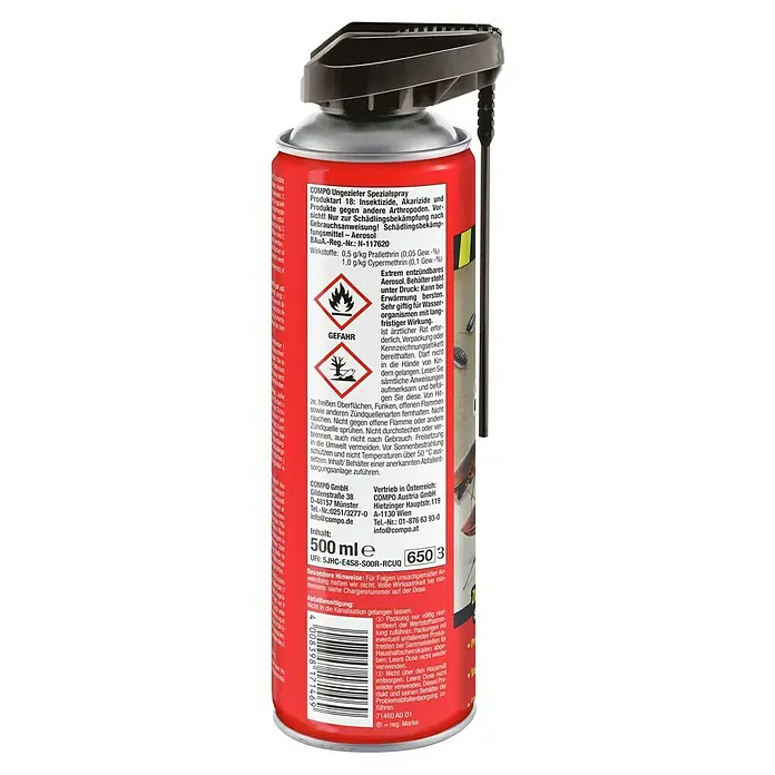 Compo Ungezieferspray Spezial - 500 ml - COMPO Ungeziefer Spezialspray: Schädlingsbekämpfungsmittel als Aerosol.