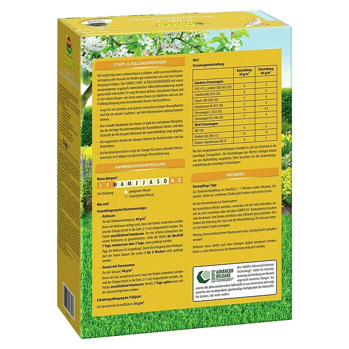 Compo Langzeitdünger Start- & Rollrasen (3 kg, Max. Anwendungsfläche: 100 m²) | BAUHAUS