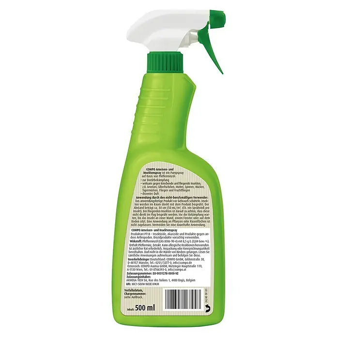 Compo Ameisenspray - 500 ml - Bild einer COMPO Ameisen- und Insektensprayflasche.