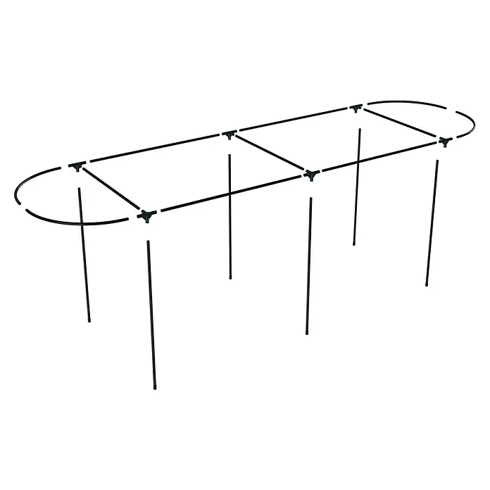 Vitavia Hochbeet-Abdeckung 858 Plus - 238 x 78 x 95 cm, Farbe: Transparent - Die perspektivische Darstellung eines modernen Gartenbogen aus Metall, ideal für Kletterpflanzen und als dekoratives Gartenelement.