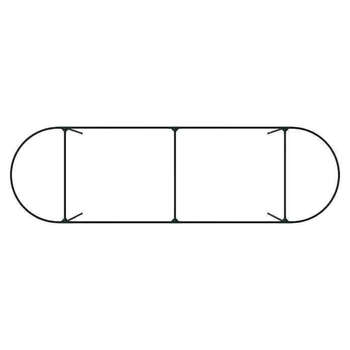 Vitavia Hochbeet-Abdeckung 858 Plus - 238 x 78 x 95 cm, Farbe: Transparent - Dachzelt mit grauem Planenüberzug und ovalem Rahmen. Das Zelt ist teilweise geöffnet und zeigt das Innere.