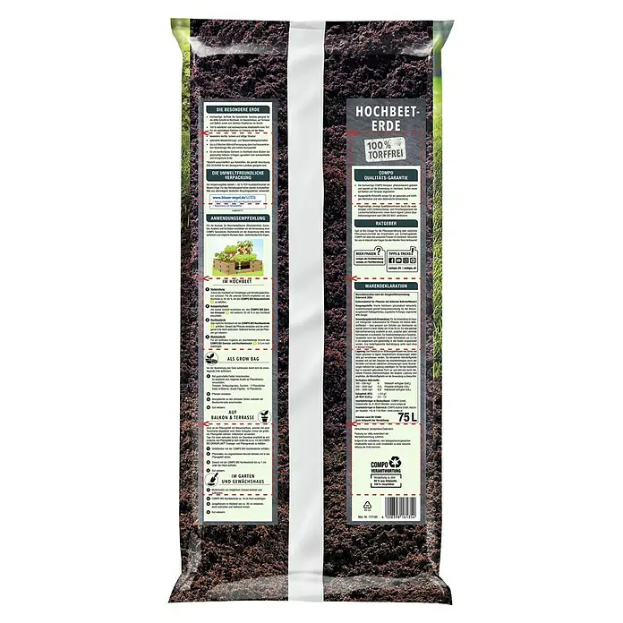 Compo Hochbeeterde Für Tomaten, Obst & Gemüse - 75 l - Eine Packung torffreie COMPO Hochbeeterde. Ideal für Hochbeete, Balkone und Terrassen.