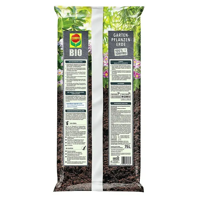 Compo Zimmerpflanzenerde Garten - 75 l - COMPO BIO Gartenpflanzen-Erde: Torffreie Bio-Spezialerde für gesundes Pflanzenwachstum, ideal für Garten, Kübel und Beete.