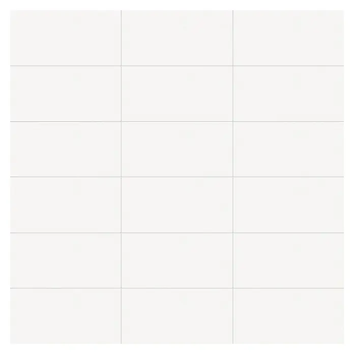 DryTile Wandfliese Palazzo Strukturiert Plast - 30 x 60 cm, Weiß, Matt - Detaillierte Ansicht einer weißen Fliesenwand mit subtilen Fugen, die ein sauberes, modernes und minimalistisches Design hervorhebt.