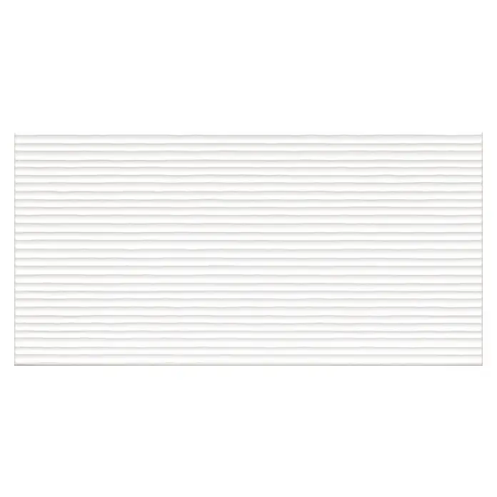 DryTile Wandfliese Palazzo Strukturiert Linie - 30 x 60 cm, Weiß, Glänzend - Elegante, weiße Wandfliese mit horizontaler Rillenstruktur für ein modernes und stilvolles Ambiente. Perfekt für Badezimmer und Küchen.