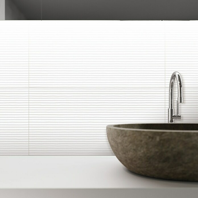 DryTile Wandfliese Palazzo Strukturiert Linie (30 x 60 cm, Weiß, Glänzend) | BAUHAUS