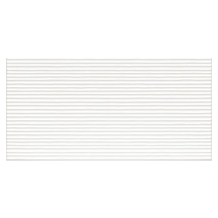 DryTile Wandfliese Palazzo Strukturiert Linie - 30 x 60 cm, Weiß, Matt - Nahaufnahme einer weißen, gewellten Papierstruktur, die sich ideal für Hintergründe und Texturen eignet.