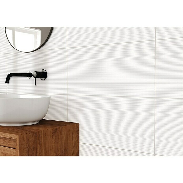 DryTile Wandfliese Palazzo Strukturiert Rille (30 x 60 cm, Weiß, Glänzend) | BAUHAUS