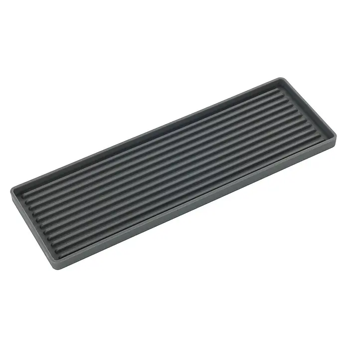 Wenko Abtropftablett - 8 x 24 cm, Kunststoff - Graue Grillplatte mit gerillter Oberfläche für saftige Grillergebnisse. Ideal zum Anbraten von Fleisch, Fisch und Gemüse auf dem Grill.