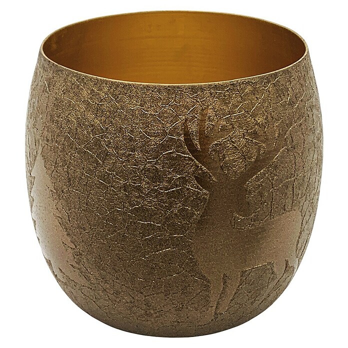 Windlicht Hirsch (Ø x H: 9 x 9 cm, Gold/Braun) | BAUHAUS