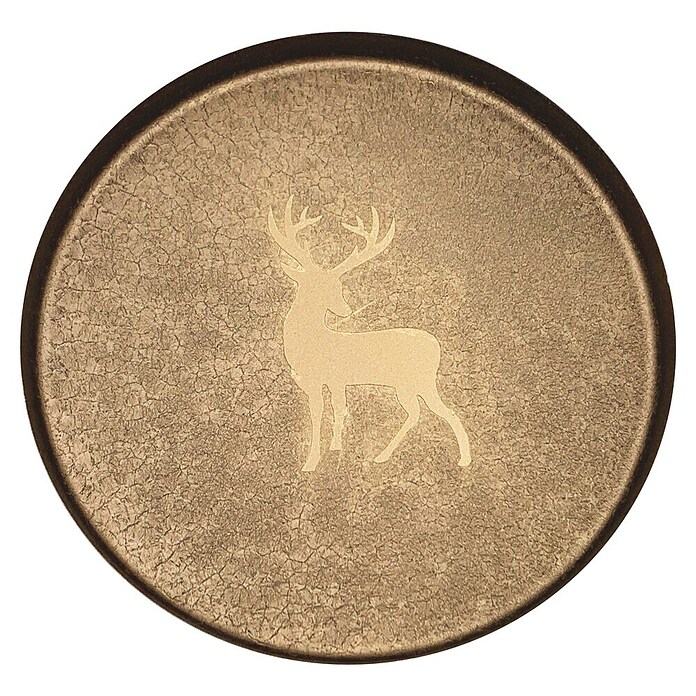 Deko-Tablett Hirsch Design (Durchmesser: 20 cm, Gold/Braun, Metall) | BAUHAUS