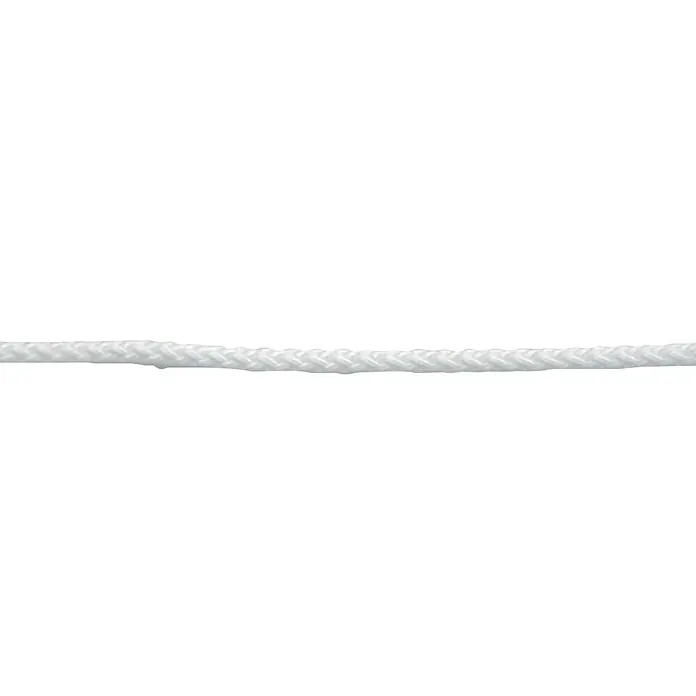 FlaggenleineØ x L: 4 mm x 20 m, Weiß - Detailaufnahme eines robusten, weißen Seils, ideal für diverse Anwendungen, präsentiert die feine Textur und Stärke.
