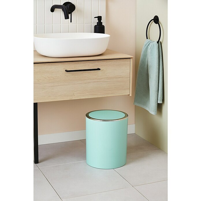 MSV Cubo de basura de baño Kamaka (6 l, Plástico, Verde menta) | BAUHAUS