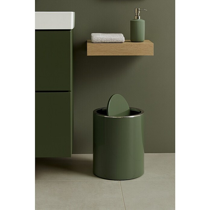 MSV Cubo de basura de baño Kamaka (6 l, Plástico, Verde basil) | BAUHAUS