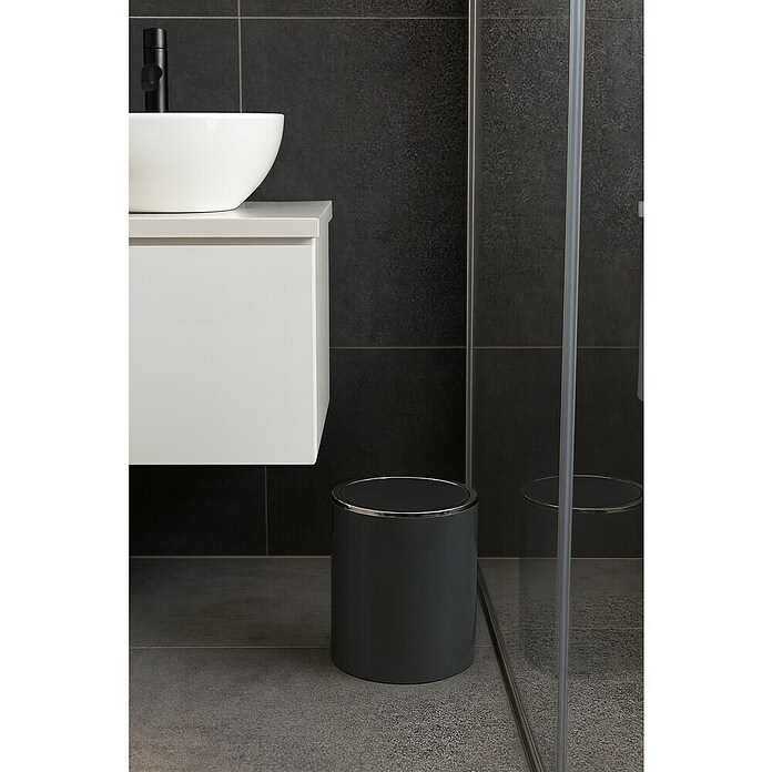 MSV Cubo de basura de baño Kamaka (6 l, Plástico, Gris oscuro) | BAUHAUS