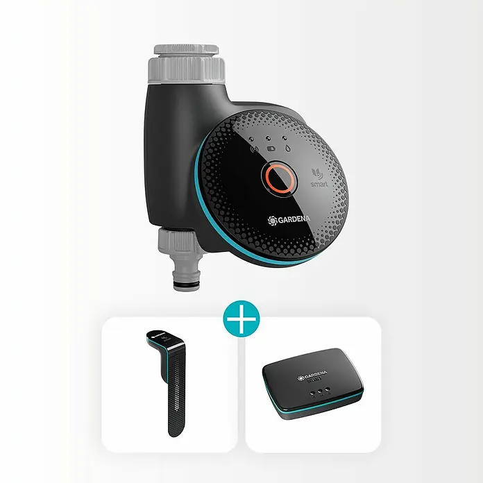Gardena Smart system Bewässerungs-Set Control - 1,5 V, Batteriebetrieben, 2 -tlg. - Intelligentes Bewässerungssteuerungssystem von Gardena mit Sensor und Gateway zur automatischen Bewässerung des Gartens.