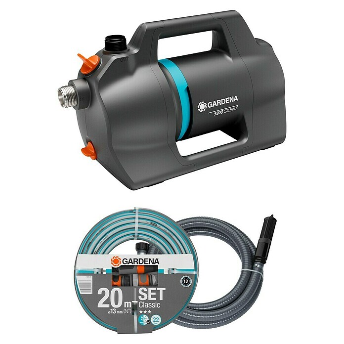 Gardena Gartenpumpen-Set 5200 Silent inkl. Schlauch & Sauggarnitur (600 W, Max. Fördermenge: 5 300 l/h) | BAUHAUS